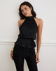 Image of Brienne Top aus Chiffon Plissee Schwarz mit Futter