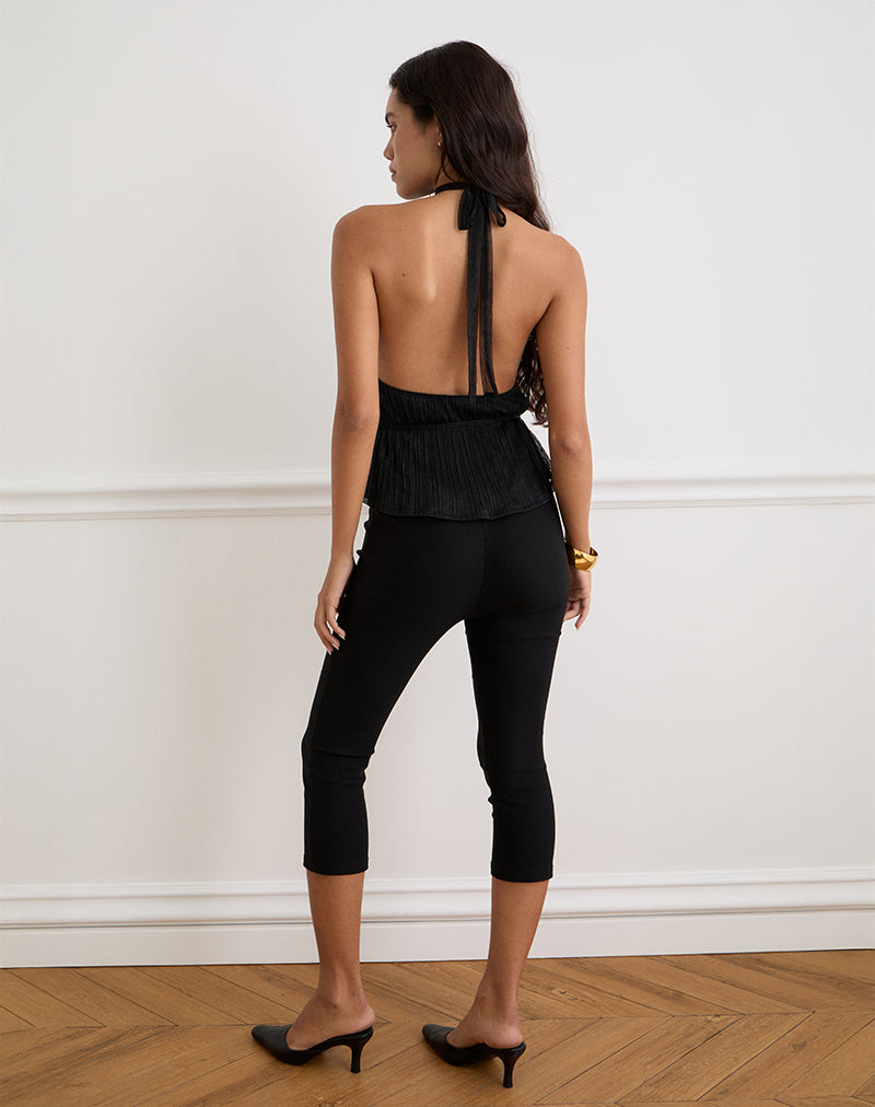 Image of Brienne Top aus Chiffon Plissee Schwarz mit Futter