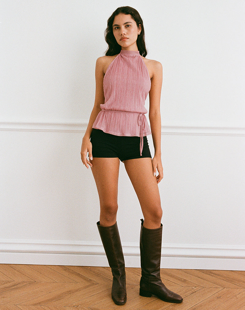 Image of Brienne Top aus Chiffon Plissee Rosa