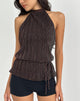 Image of Brienne Top in Braun Schimmernder Scherben Plissee
