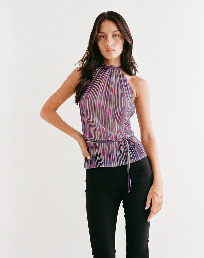 Image of Brienne Top in Schimmernder Plissee Lila Rosa