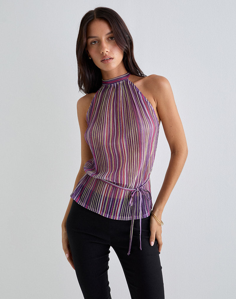 Image of Brienne Top in Schimmernder Plissee Lila Rosa