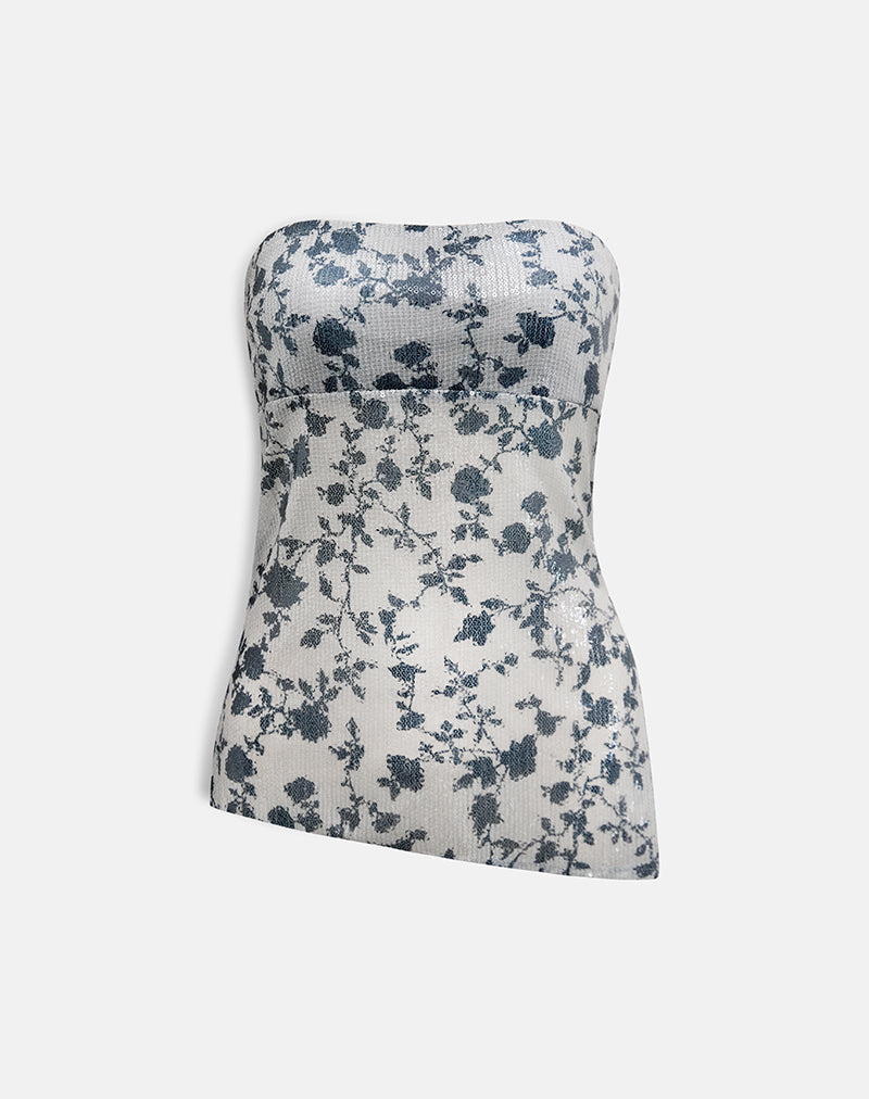 Image of Brilia Bandeau-Top mit Paillettenblüten Grau