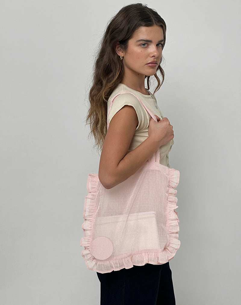Brinana Tote Bag aus strukturiertem Chiffon Rosa