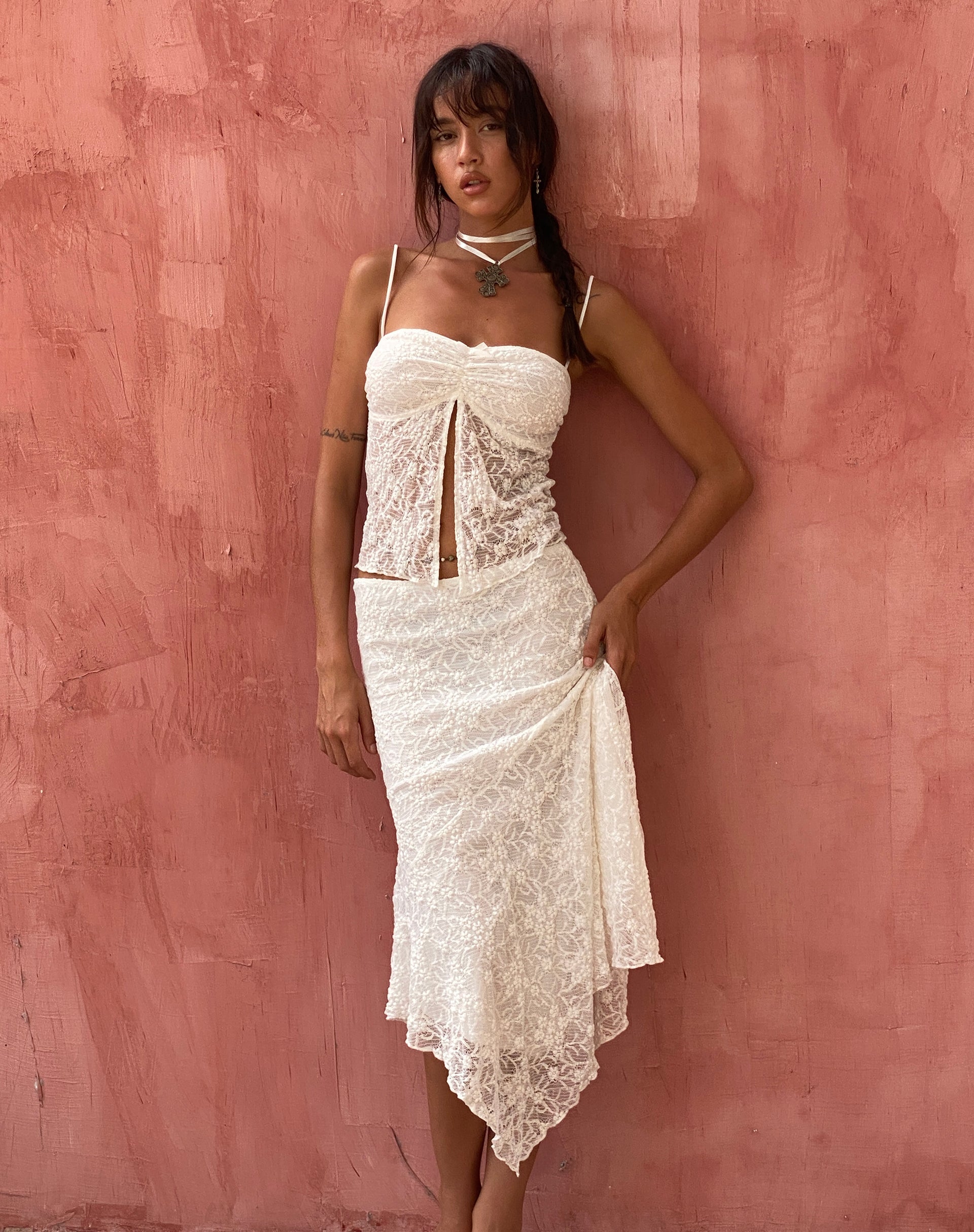 Bild von Briony Butterfly Top aus Spitze Elfenbein