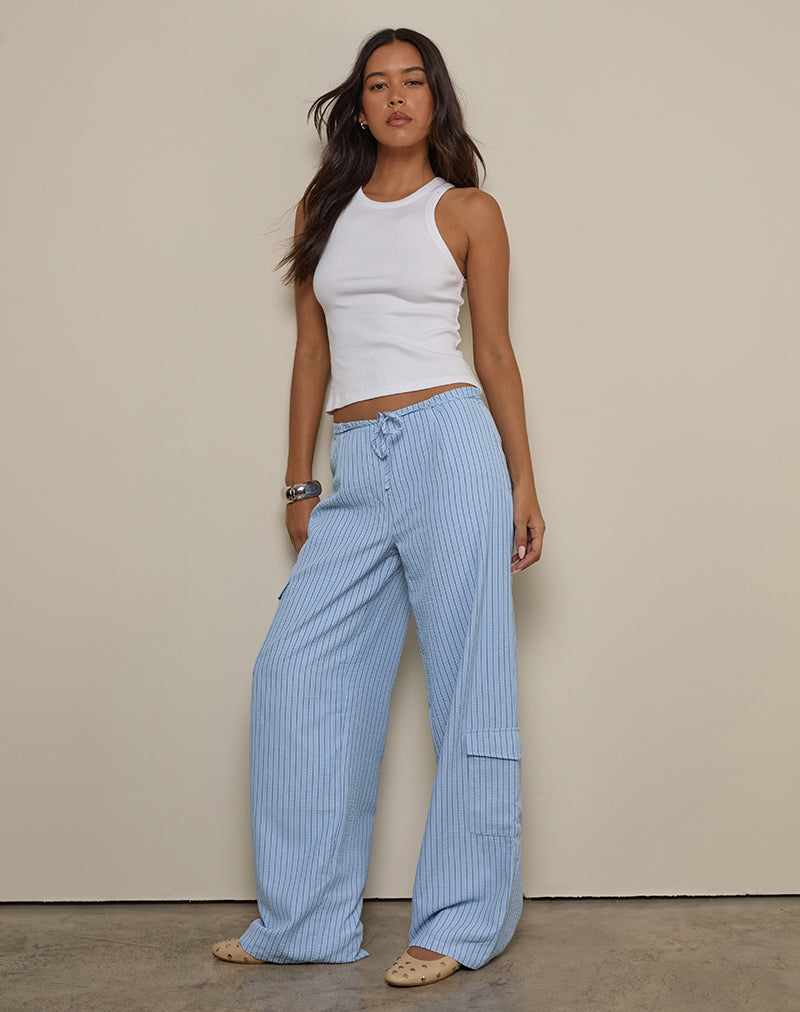 Bruna Cargohose in Blau gestreift