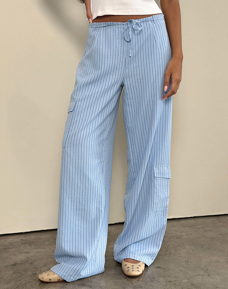 Bruna Cargohose in Blau gestreift
