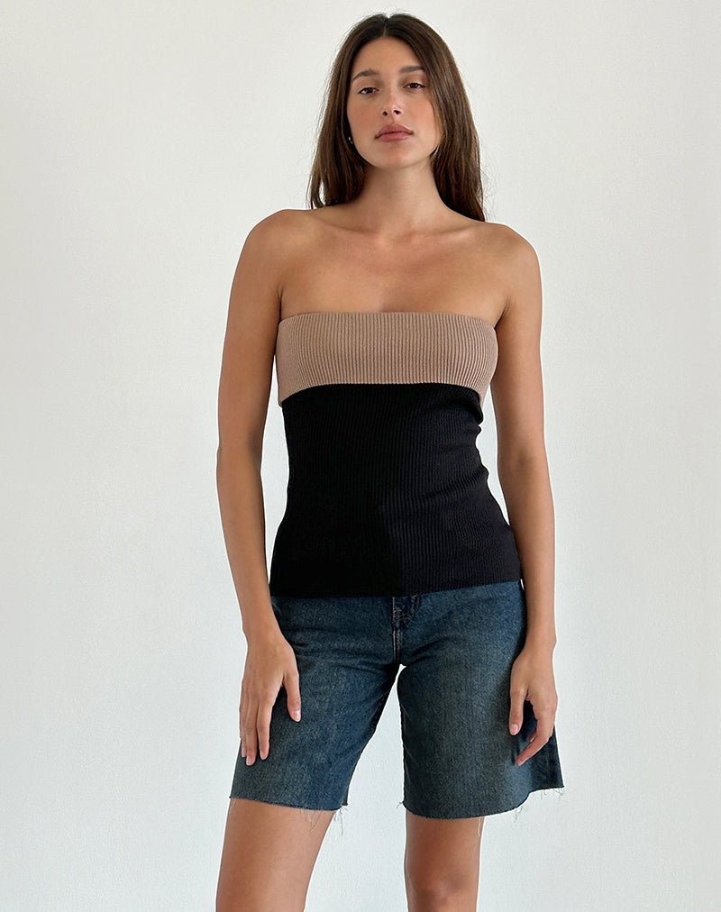 Brylee Tube Top aus schwarzem Strick