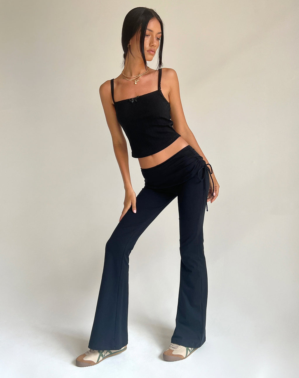 Jacie Jersey-Schlaghose in Schwarz