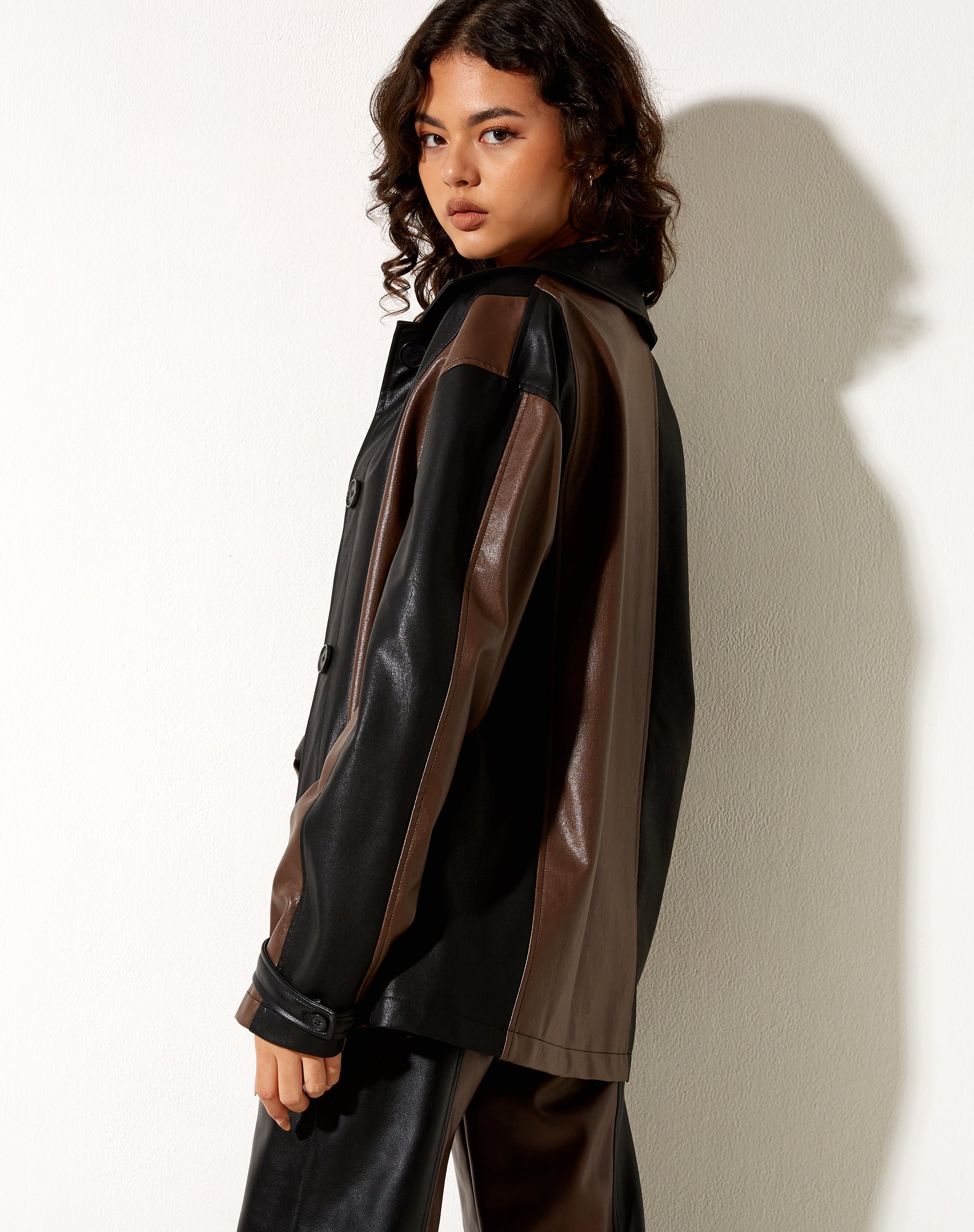 Image of Bugi Jacke aus PU Bitter Chocolate