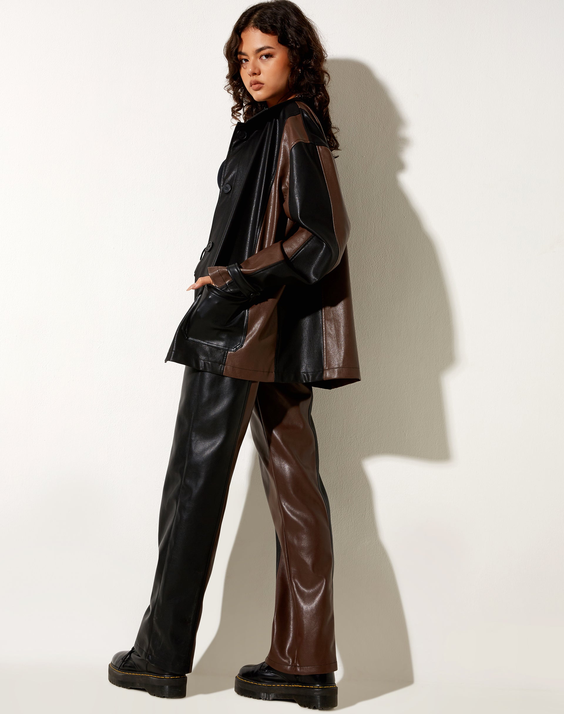 Image of Bugi Jacke aus PU Bitter Chocolate