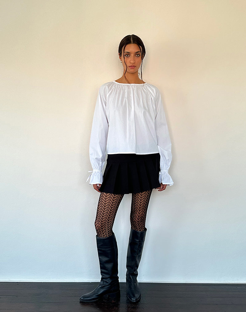 Image of Bulila Bluse mit Krawattenärmeln aus weißer Popeline