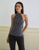 Image of Burkie Neckholder-Top in Pretty Petal Flock Dunkelgrau