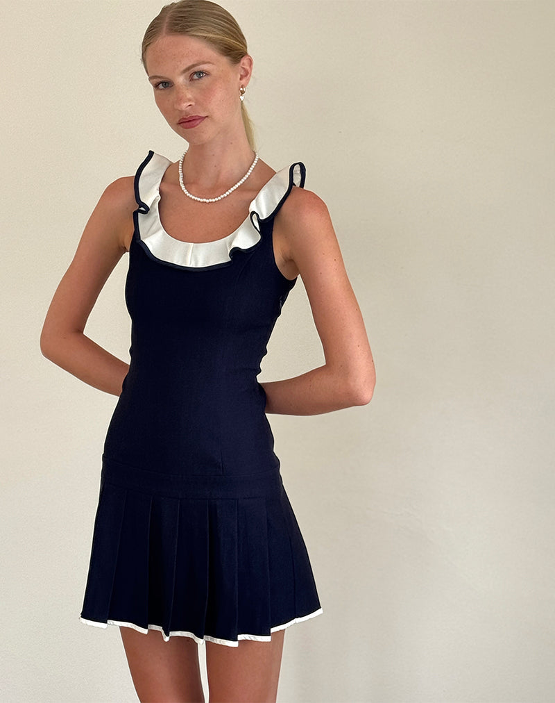 Image of Busari Minikleid mit Rüschenausschnitt in Navy