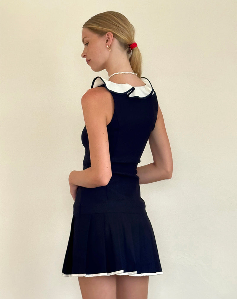 Image of Busari Minikleid mit Rüschenausschnitt in Navy