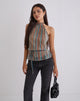 Image of Brienne Top in Blau und Braun Schimmernde Plissees
