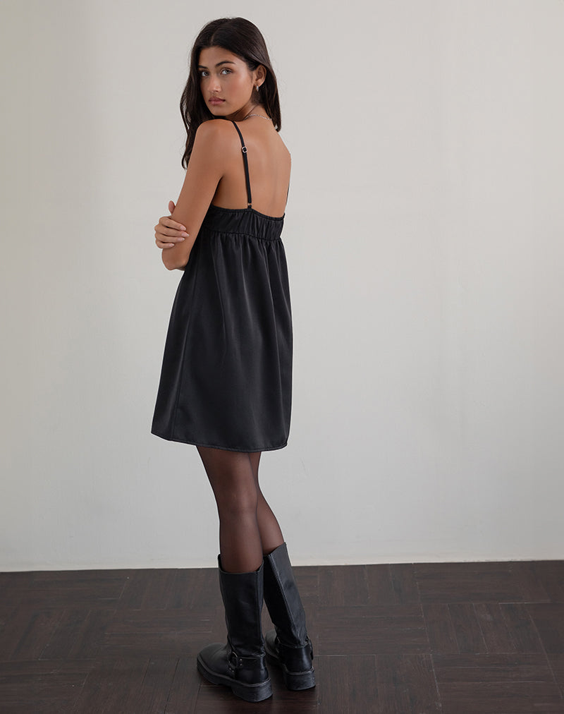 Image of Cadenza Minikleid mit quadratischem Halsausschnitt in Schwarz