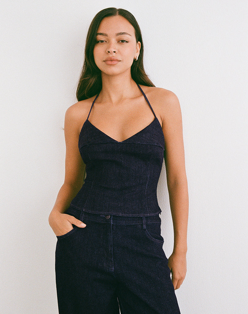 Bild von Caira Chambray Halter Top in Indigo