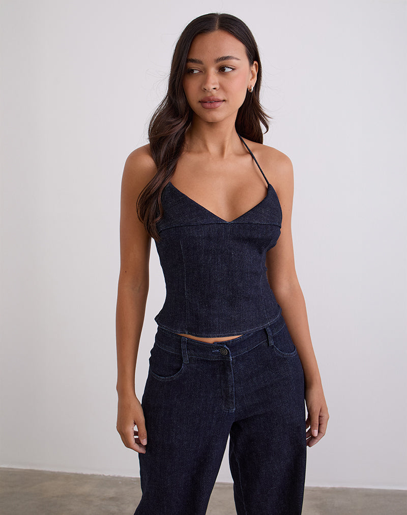 Bild von Caira Chambray Halter Top in Indigo