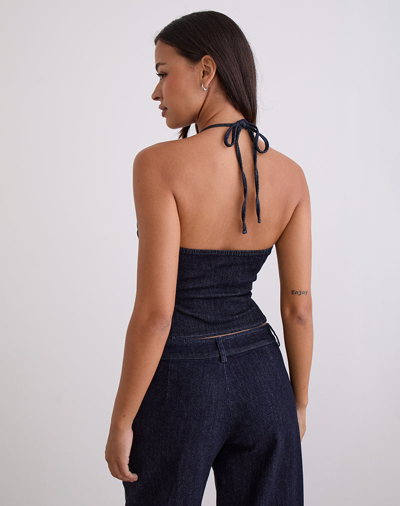 Bild von Caira Chambray Halter Top in Indigo