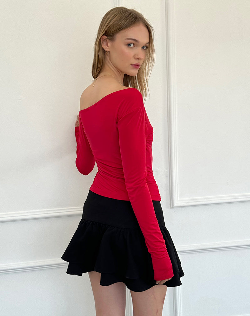 Bild von Cairo One Shoulder Langarm-Top in Rot