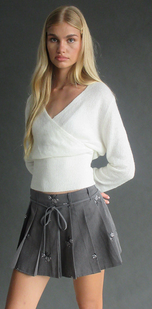 Image of Calina Rock mit floraler Stickerei Tailoring Charcoal