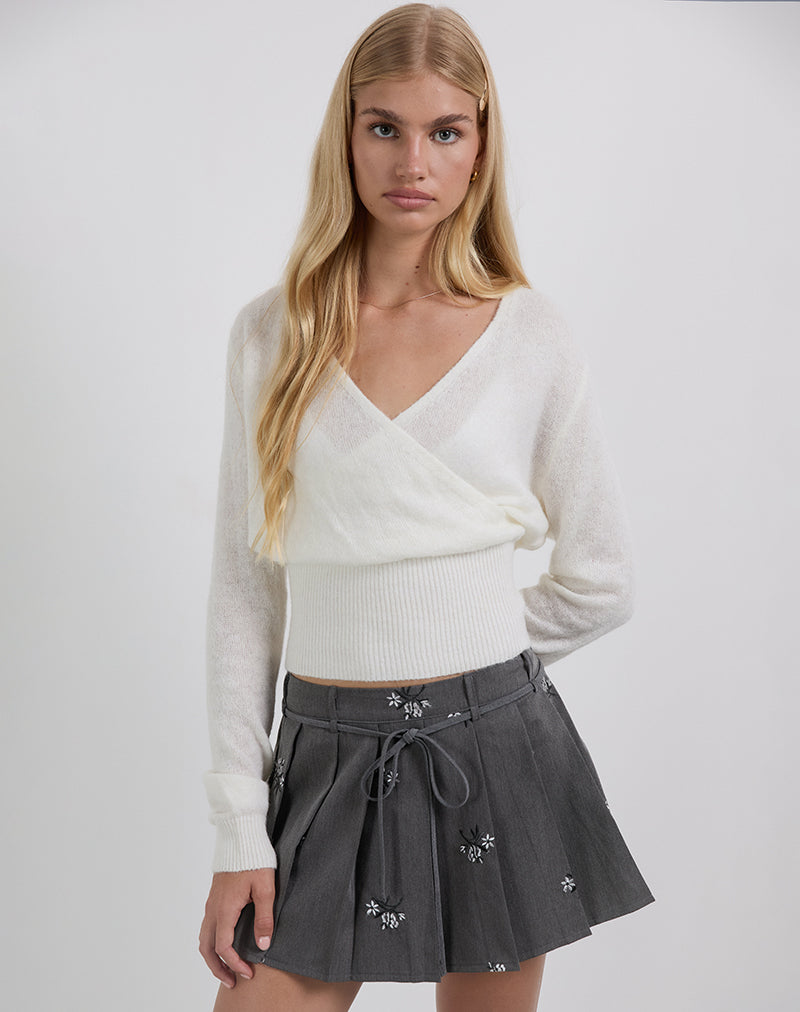 Image of Calina Rock mit floraler Stickerei Tailoring Charcoal