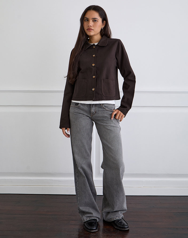 Image of Calva Boxy Jacke in Schokoladenbraun