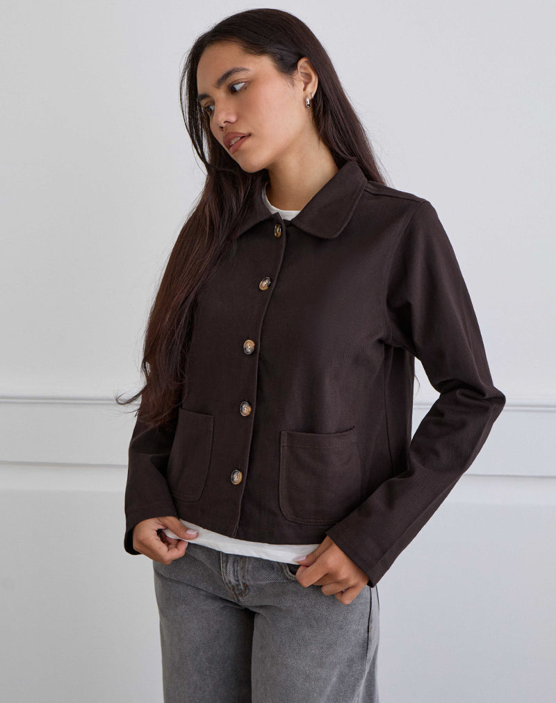 Image of Calva Boxy Jacke in Schokoladenbraun