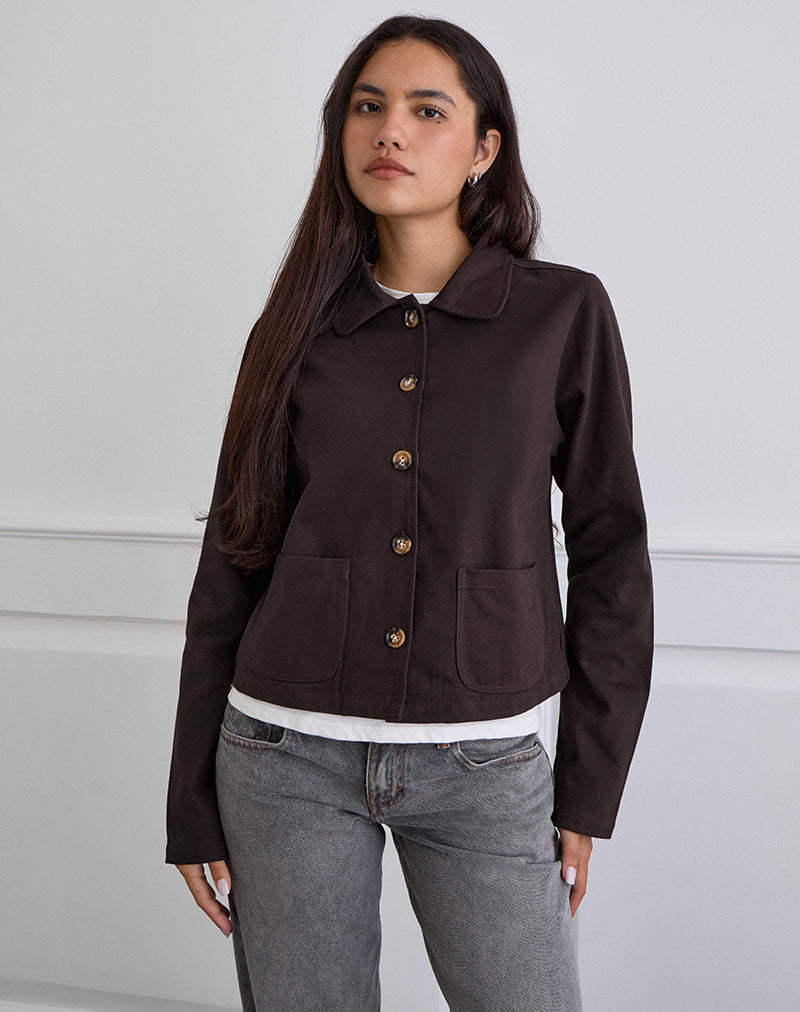 Image of Calva Boxy Jacke in Schokoladenbraun