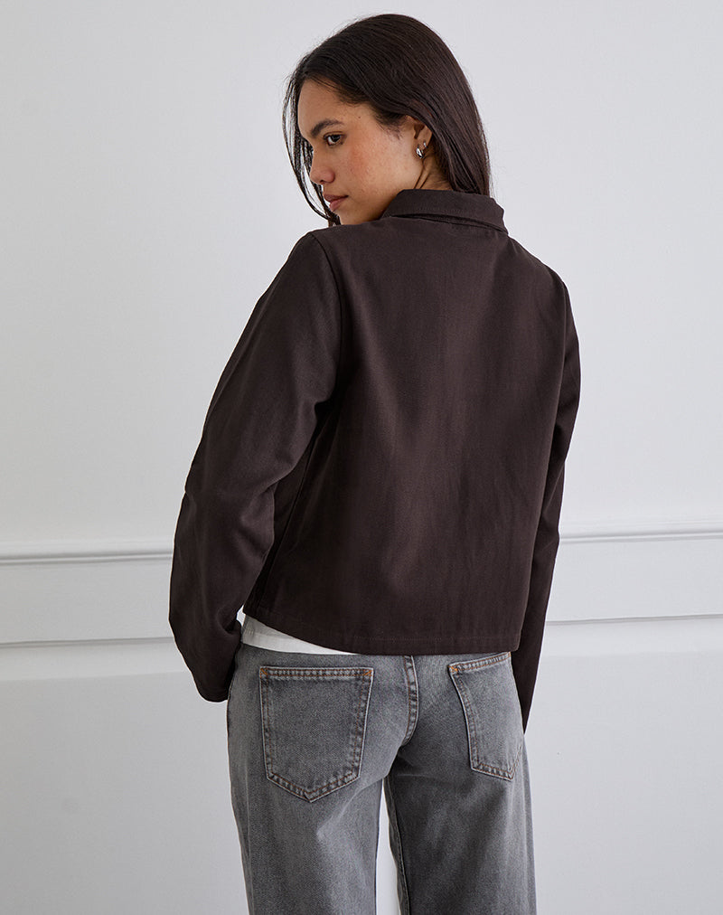 Image of Calva Boxy Jacke in Schokoladenbraun