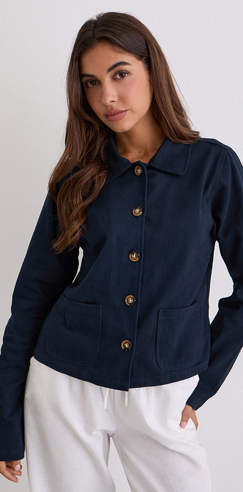 Image of Calva Boxy Jacke in Dunkelmarine
