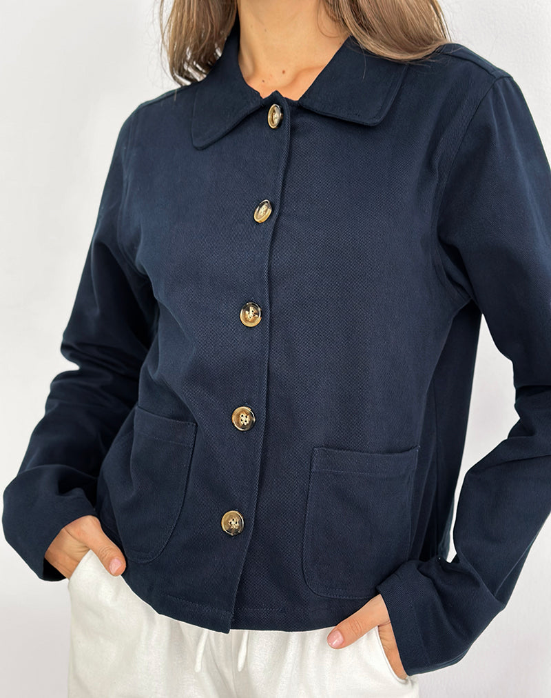 Image of Calva Boxy Jacke in Dunkelmarine