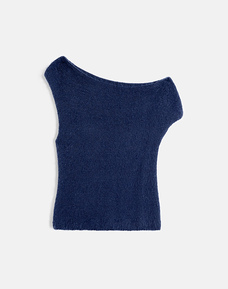 Bild von Calyce Top aus flauschigem Strick Navy