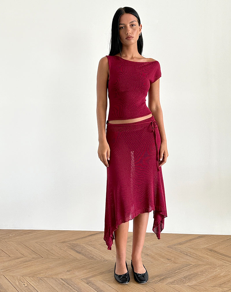 Image of Calypso Top aus transparentem Strick Rot
