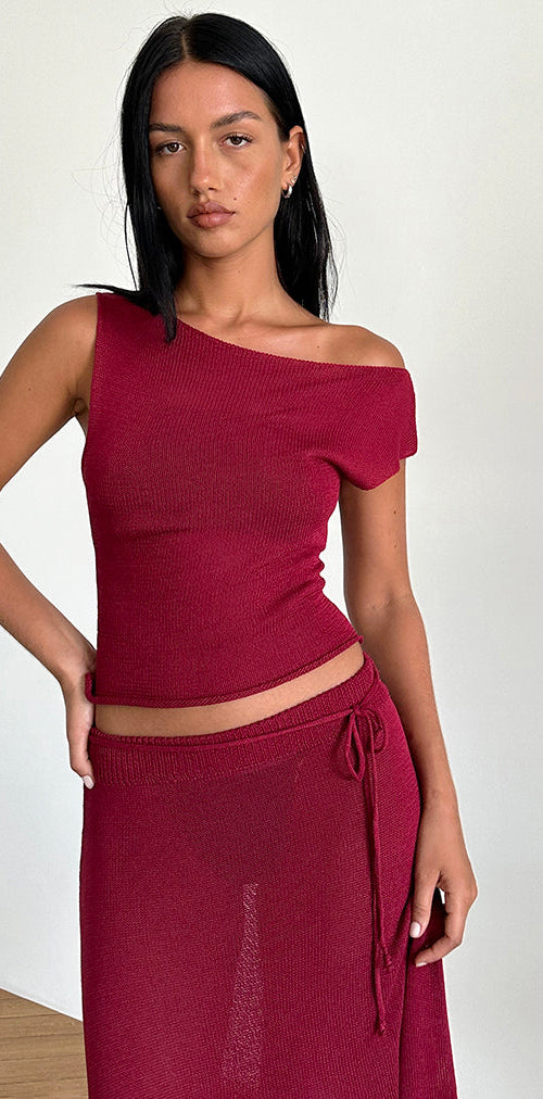 Image of Calypso Top aus transparentem Strick Rot