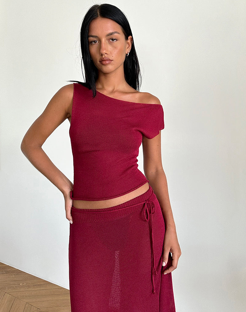 Image of Calypso Top aus transparentem Strick Rot
