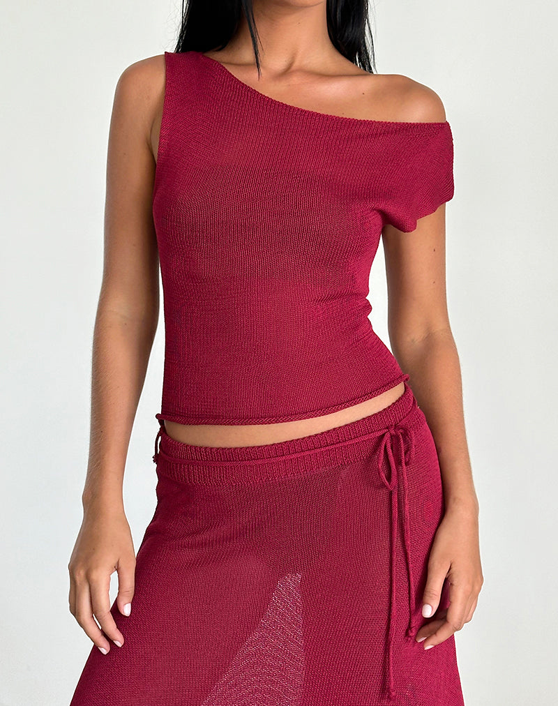 Image of Calypso Top aus transparentem Strick Rot