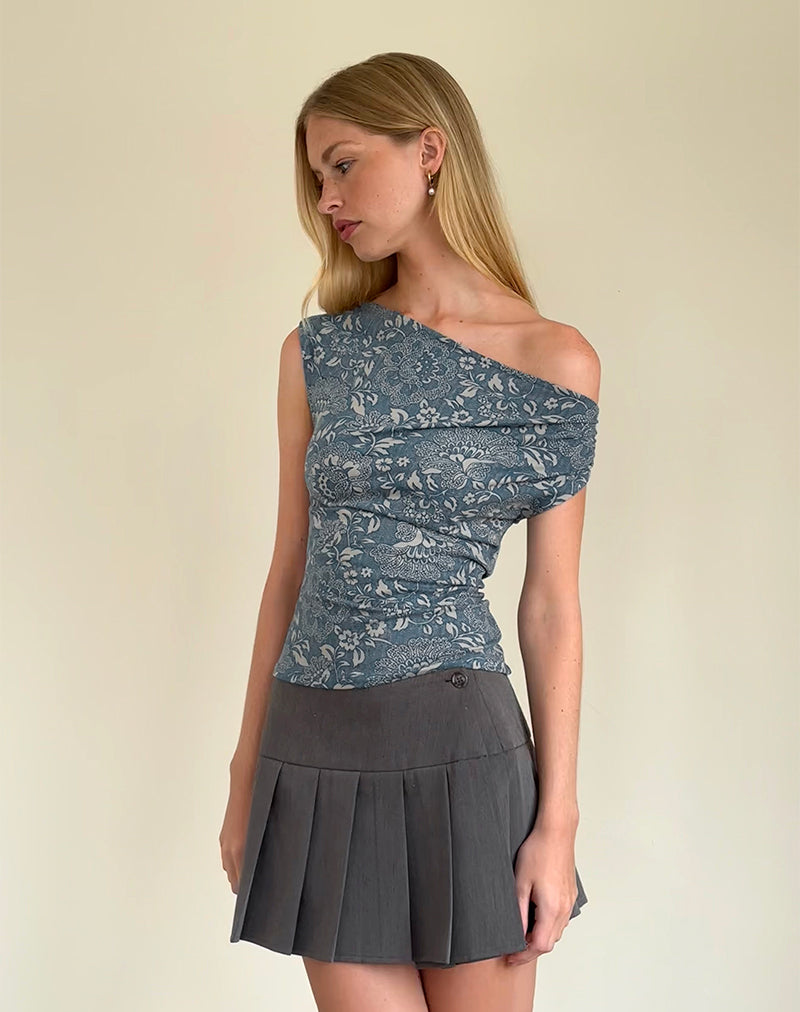 Bild von Calypso Top in Blau Ornate Print Lycra