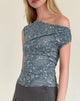 Bild von Calypso Top in Blau Ornate Print Lycra
