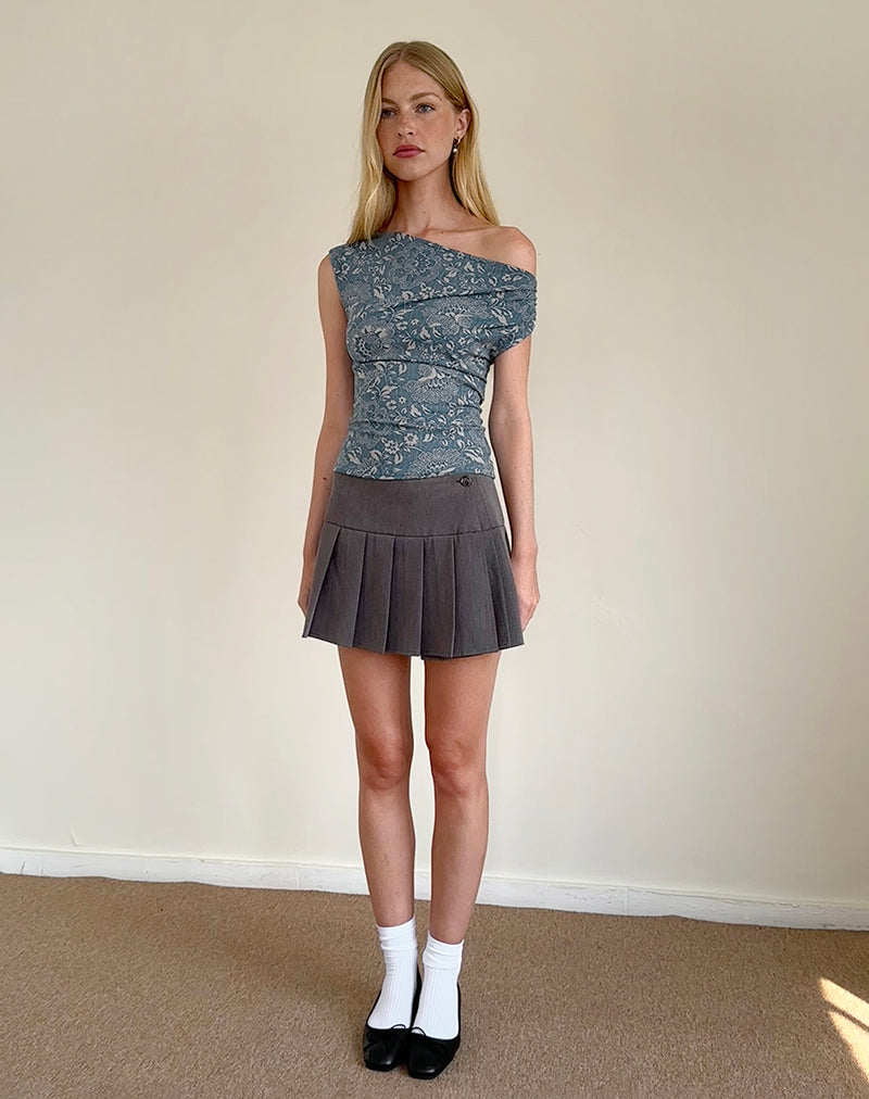 Bild von Calypso Top in Blau Ornate Print Lycra