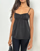Camden Longline Cami Top in Satin Schwarz