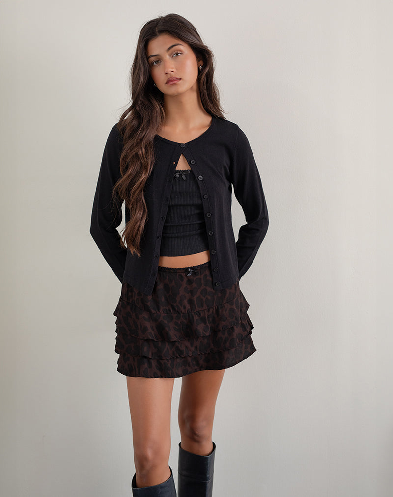 Bild von Camigi Oversize Minirock in Braun mit Jaguar-Print