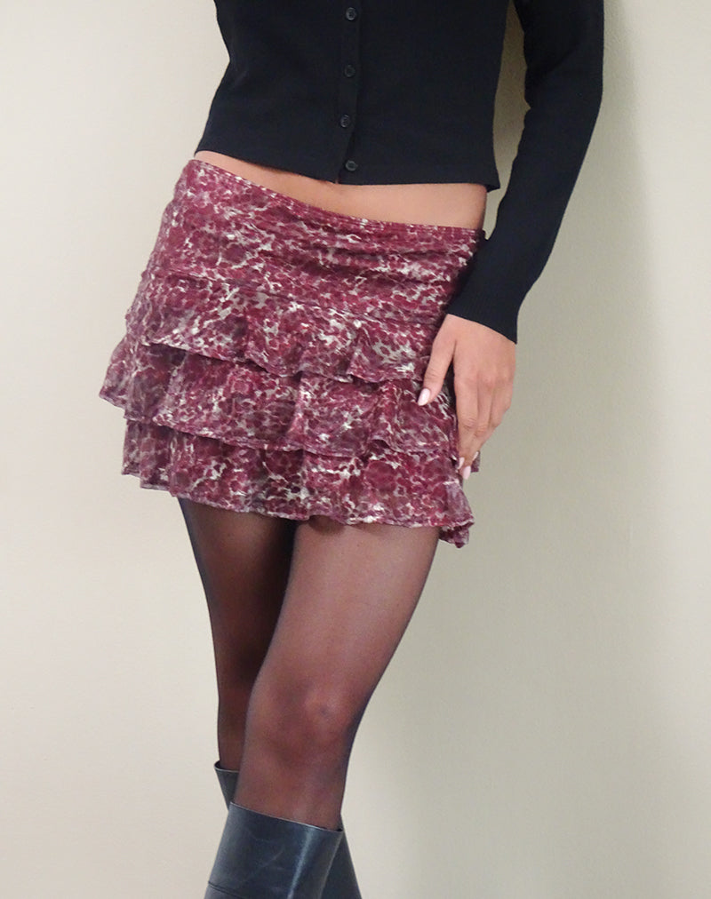 Bild von Camigo Ruffle Mini Rock in Abstract Leo Spot