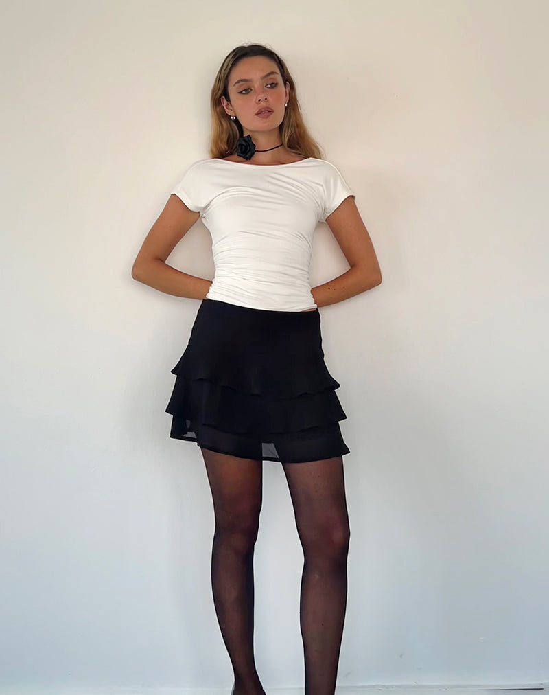 Bild von Camigo Ruffle Mini Rock in Schwarz