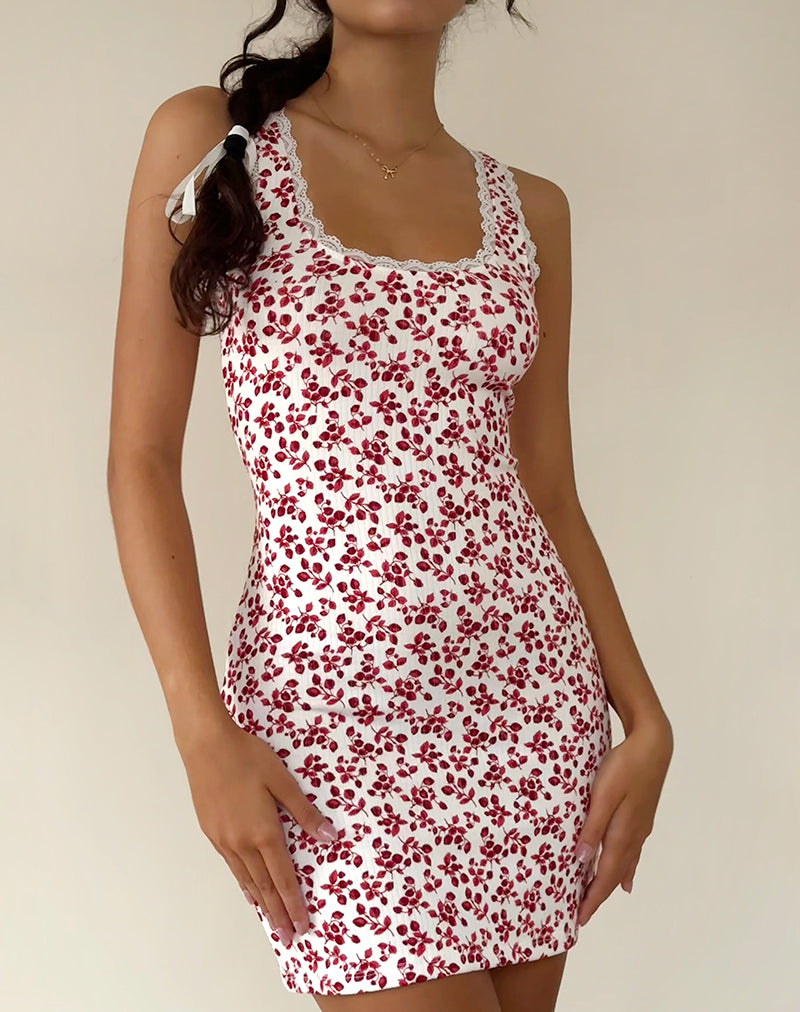 Camina Kleid in Summer Strawberry Off White