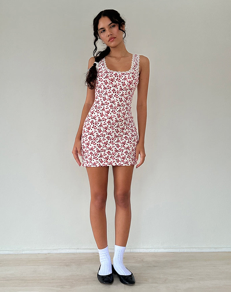 Image of Camina Kleid in Summer Strawberry Off White