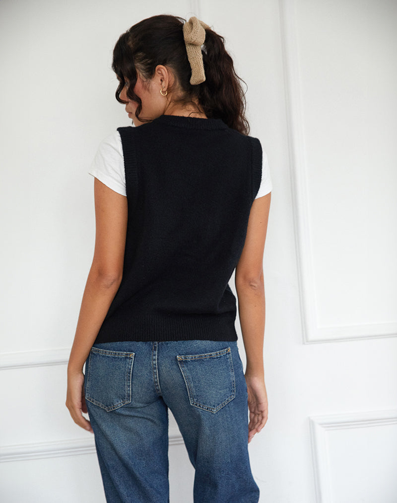 Image of Camira Gestrickte Weste mit Knopfleiste in Schwarz