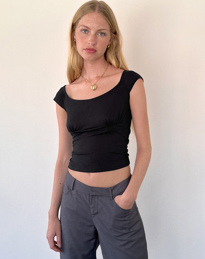 Cania Top aus schwarzem Lycra