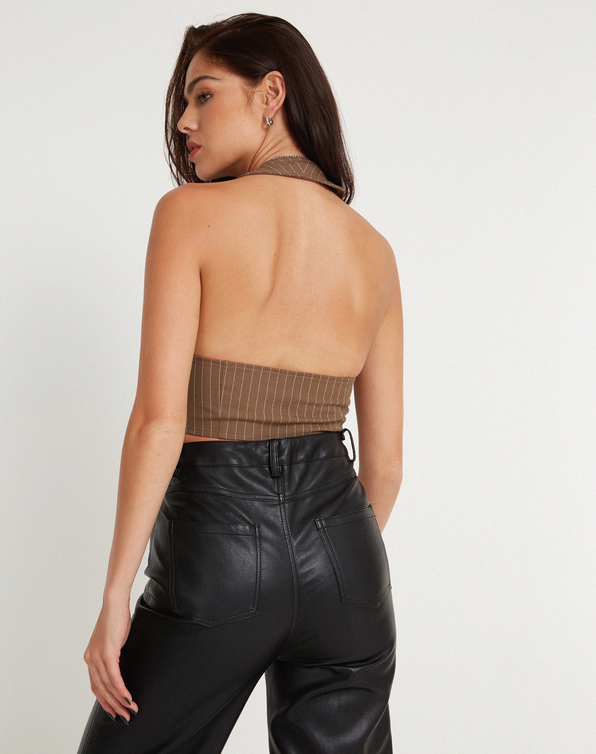 Image of Canisba Crop Top in Nadelstreifen Braun
